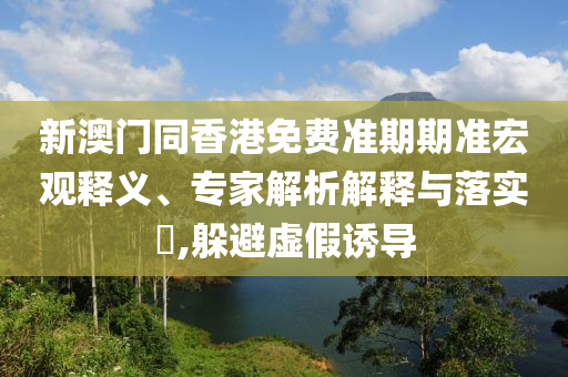 新澳門同香港免費準期期準宏觀釋義、專家解析解釋與落實?,躲避虛假誘導(dǎo)