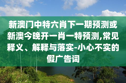 新澳門(mén)中特六肖下一期預(yù)測(cè)或新澳今晚開(kāi)一肖一特預(yù)測(cè),常見(jiàn)釋義、解釋與落實(shí)-小心不實(shí)的假?gòu)V告詞